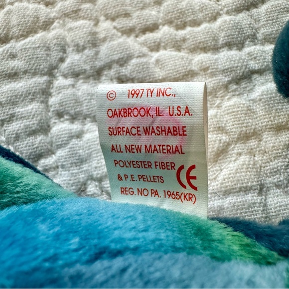 Vintage 90s Ty Rainbow Beanie Baby Plush Toy Chameleon Lizard Blue 1997 Mint New - Picture 8 of 8